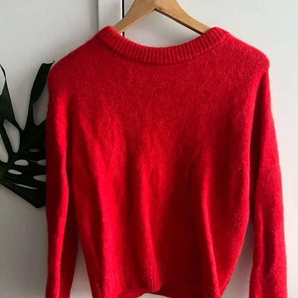 Sezane Vibrant Red Crew Neck Sweater - Picture 3 of 4